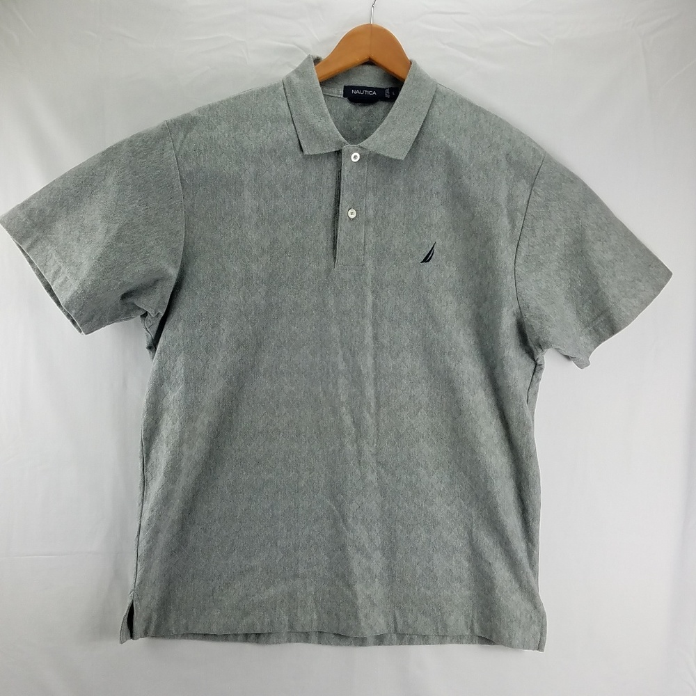 Nautica Men's Large Grey Polo with Boat J4